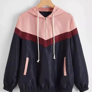 Plus Colorblock Hooded Windbreaker Jacket